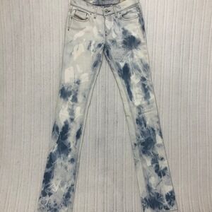 Diesel LIV Jeans Size 26x34 Bleach Tie Dye Distressed Straight Leg Denim Wash